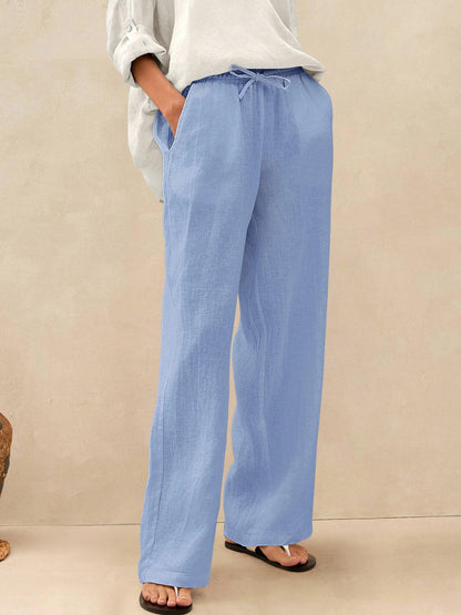 Linen Trousers in Cerulean – Noor by Maravesse