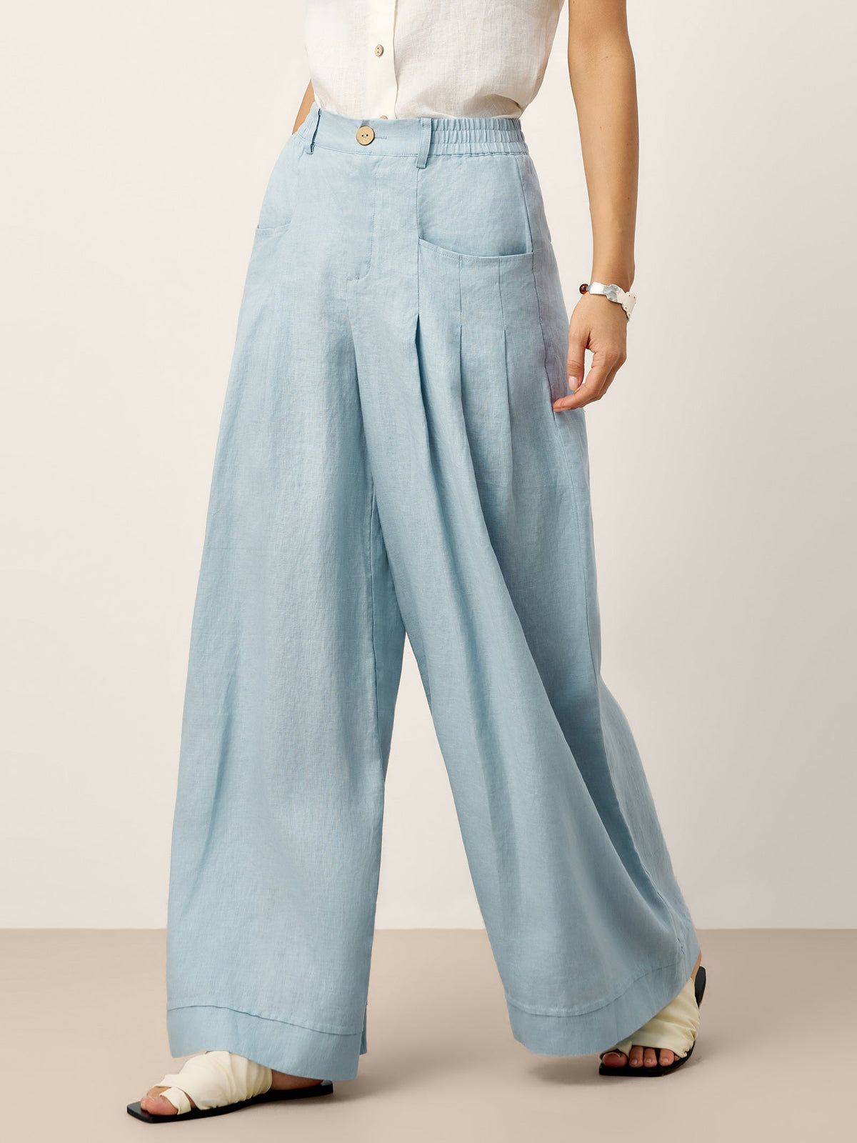 Linen Relaxed Trousers – Vivienne by Maravesse (4)