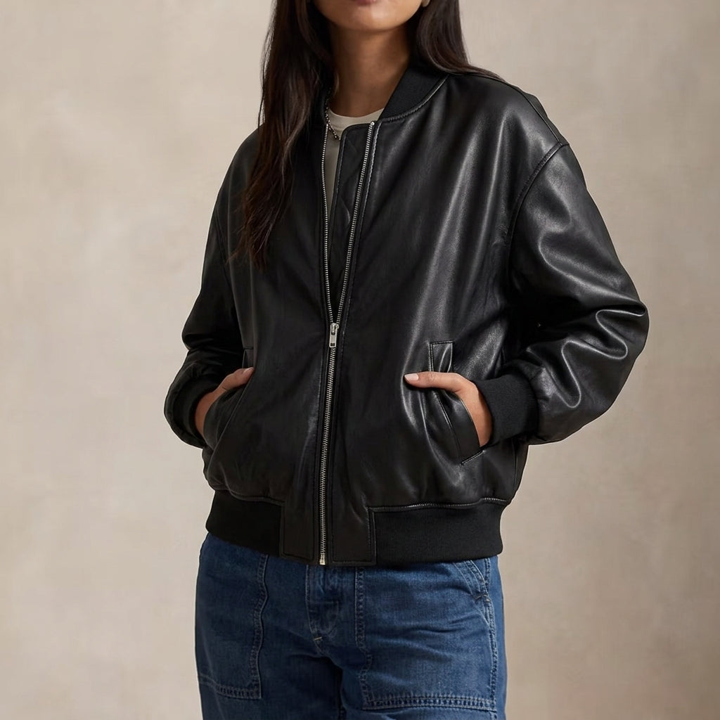 Leather Coat in Black – Colette by Maravesse