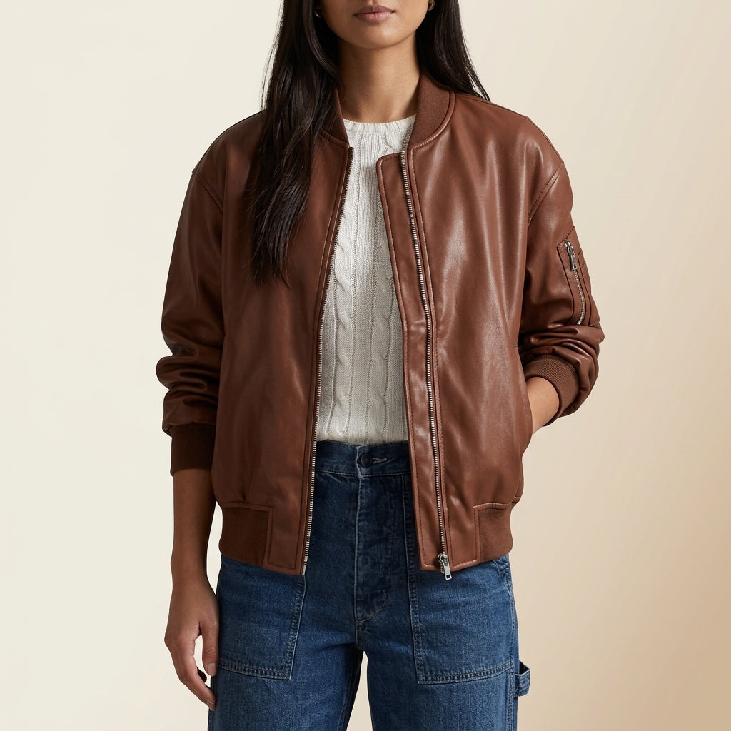 Leather Coat in Brown – Colette by Maravesse