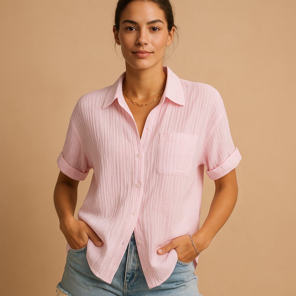 Linen Blouse in Pink – Antoinette by Maravesse