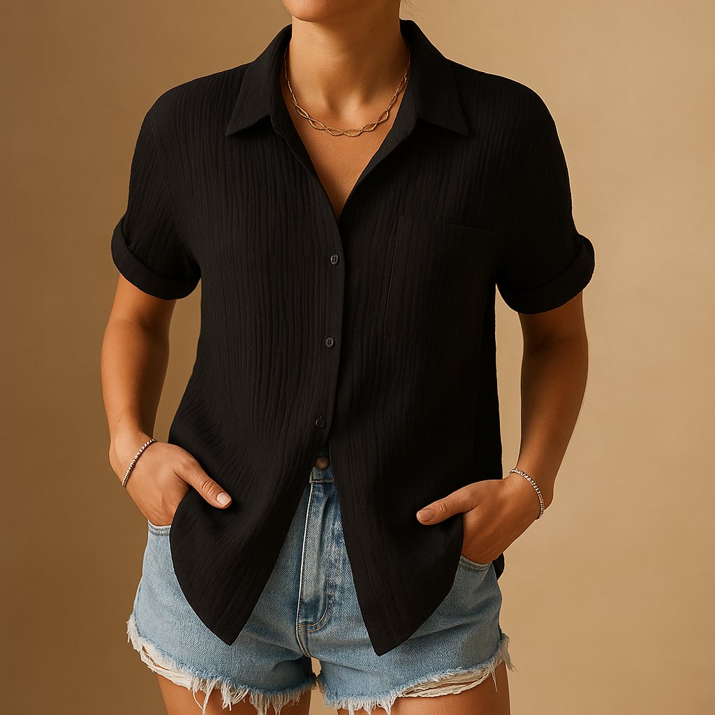 Linen Blouse in Black – Antoinette by Maravesse