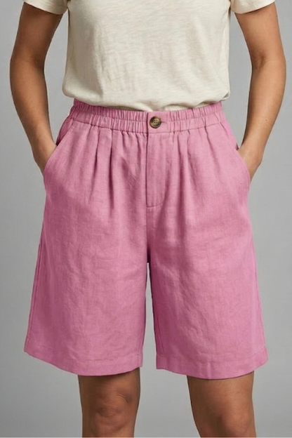 Linen Relaxed Shorts in Pink – Rosa by Maravesse
