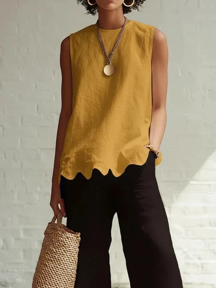 Linen Relaxed Top in Yellow – Lucille by Maravesse