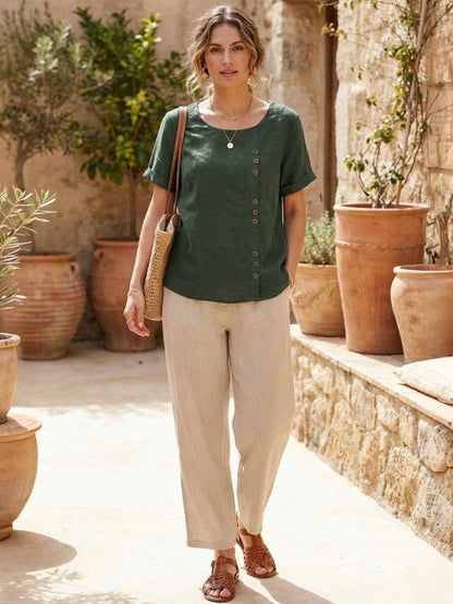Linen Relaxed Top – Louisa by Maravesse (4)