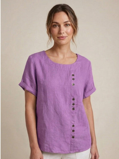 Linen Relaxed Top in Lavender – Louisa by Maravesse