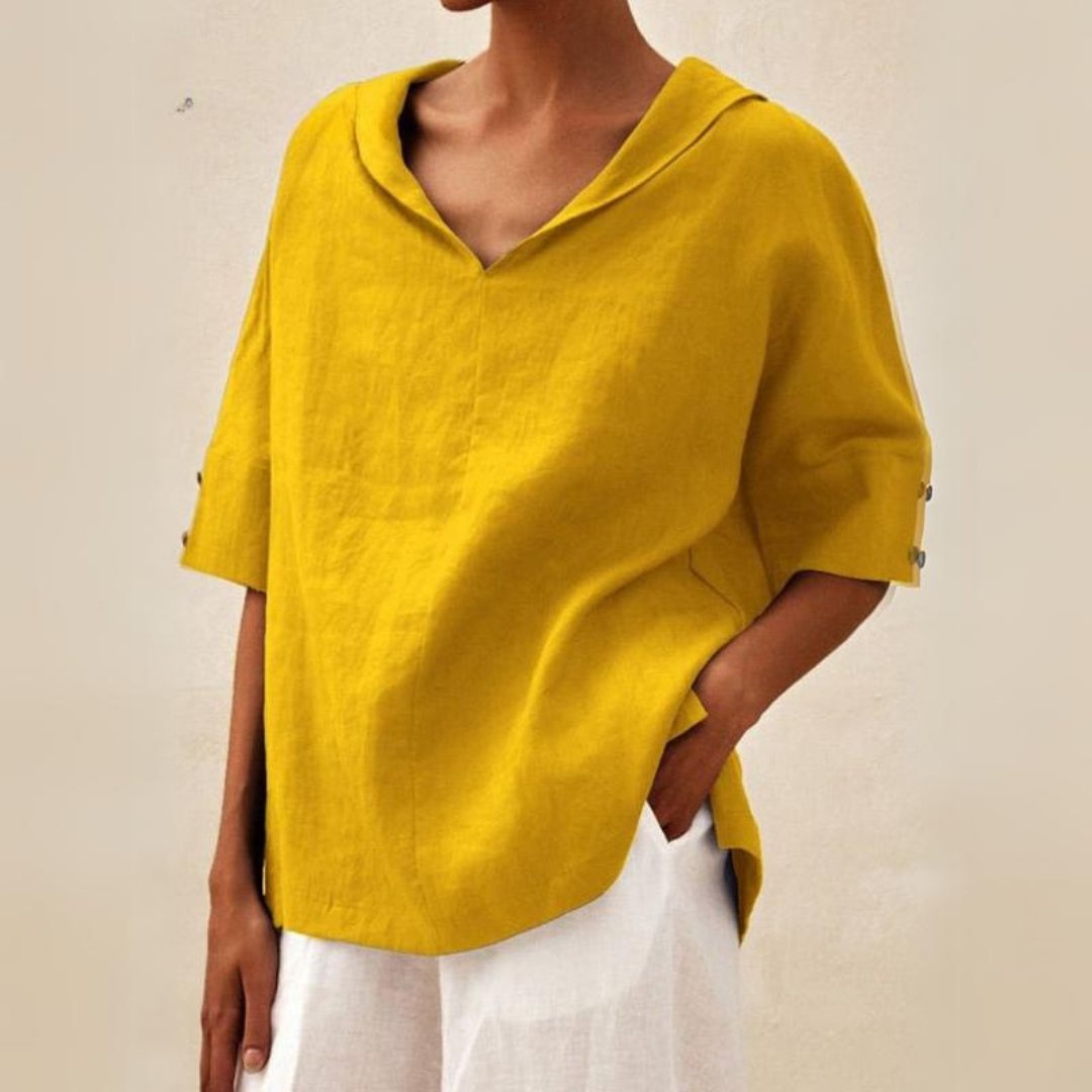 Linen Relaxed Top in Yellow – Ophelia by Maravesse