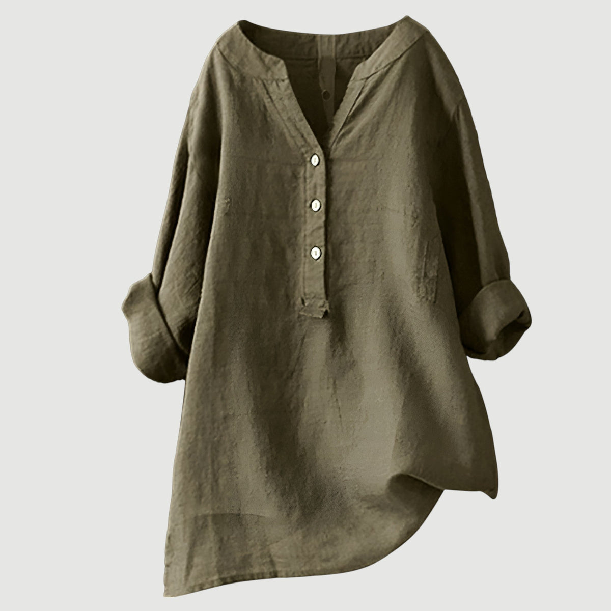 Linen Relaxed Blouse in Brown – Adeline by Maravesse