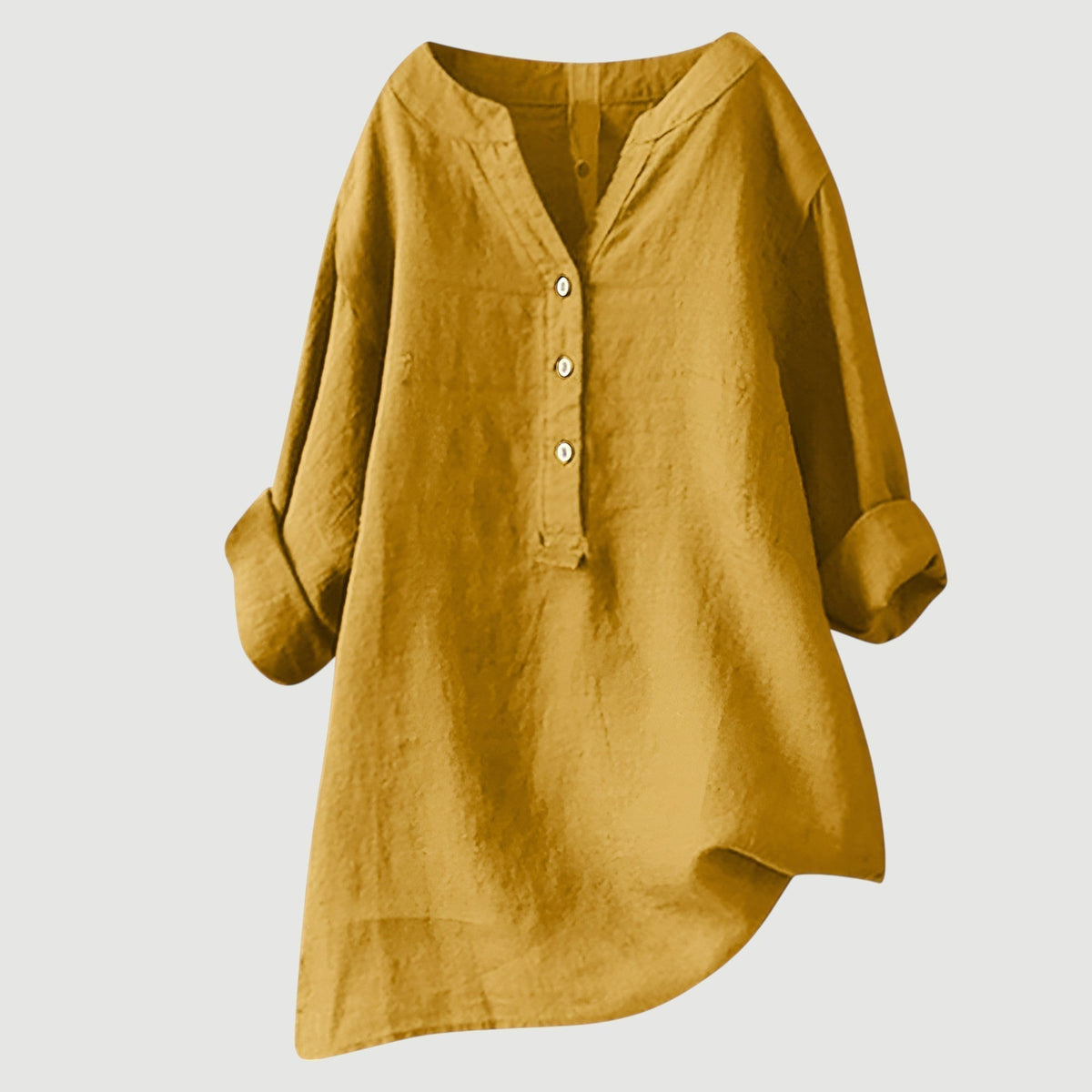 Linen Relaxed Blouse in Yellow – Adeline by Maravesse