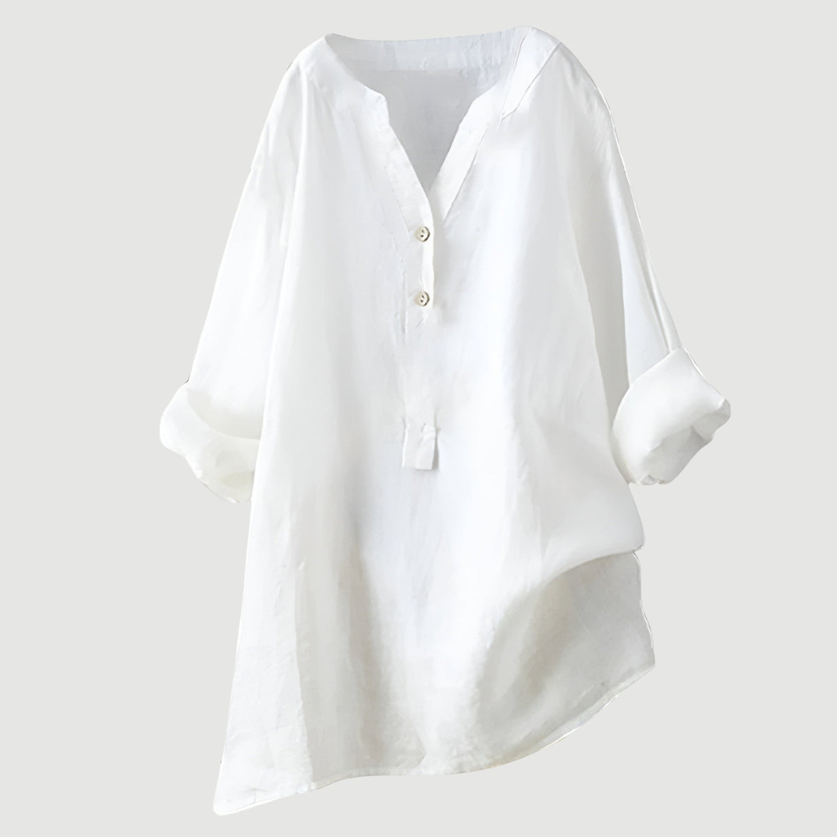 Linen Relaxed Blouse in White – Adeline by Maravesse