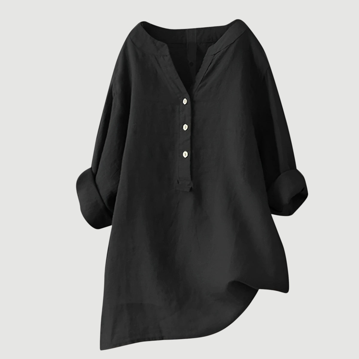 Linen Relaxed Blouse in Black – Adeline by Maravesse