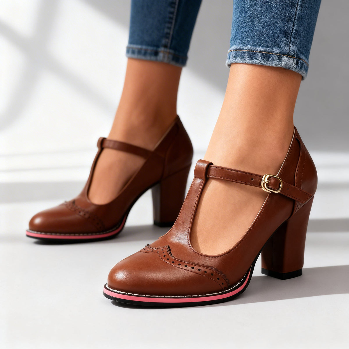 Retro Heels in Brown – Louisa by Maravesse
