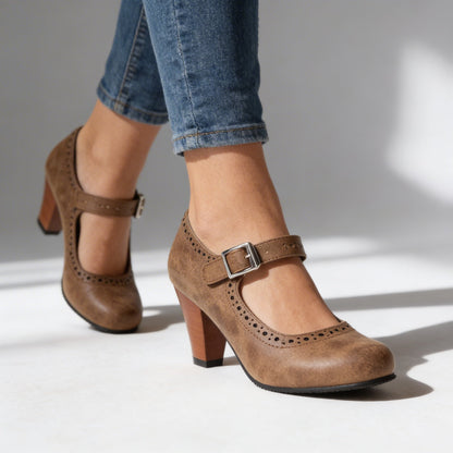 Mary Jane Heels in Brown – Colette by Maravesse