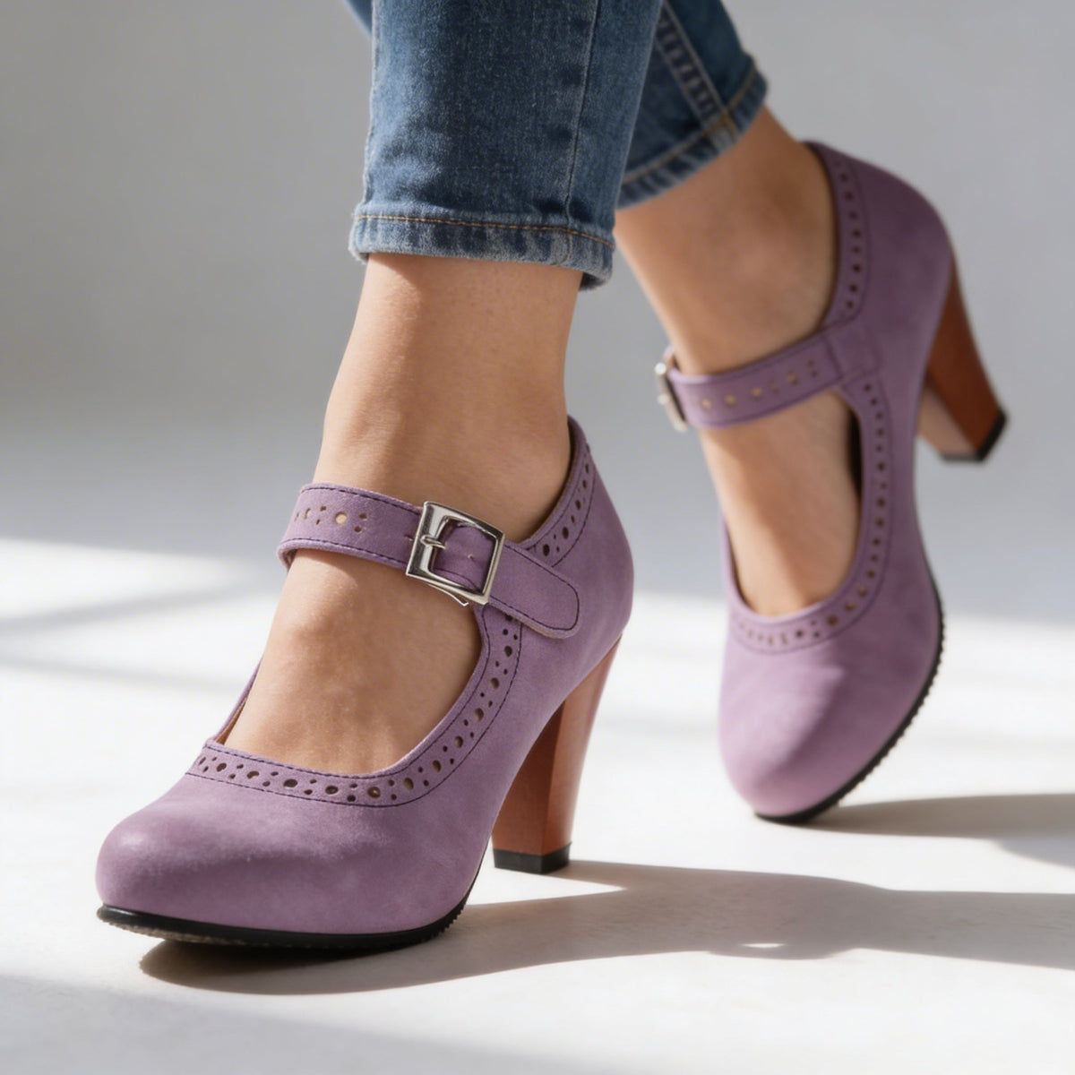 Mary Jane Heels in Lavender – Colette by Maravesse