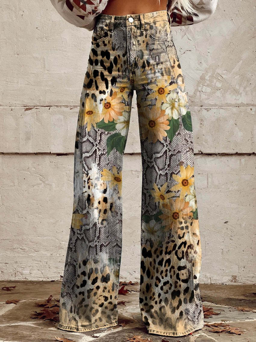 Retro Printed Trousers in Snake and Leopard – Estelle by Maravesse