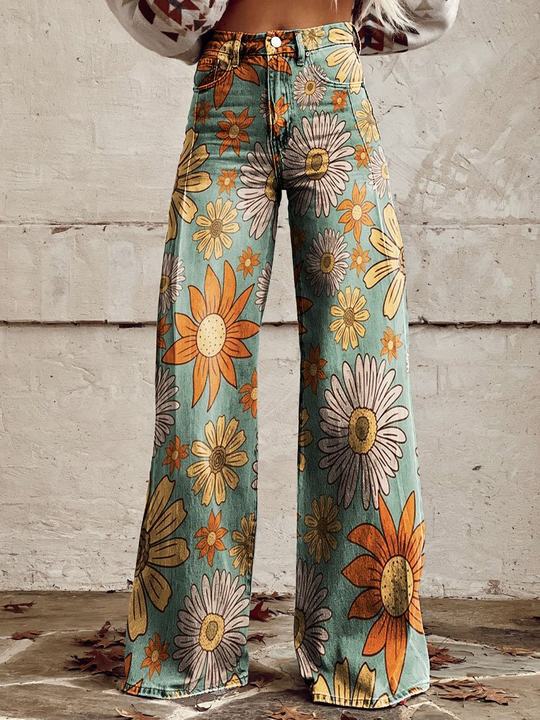 Retro Printed Trousers in Blossom – Estelle by Maravesse