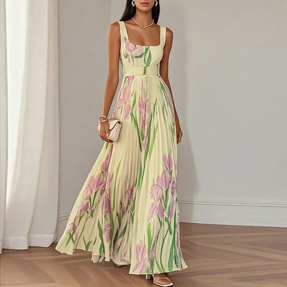 Floral Maxi Dress in Apricot & Purple – Petra by Maravesse
