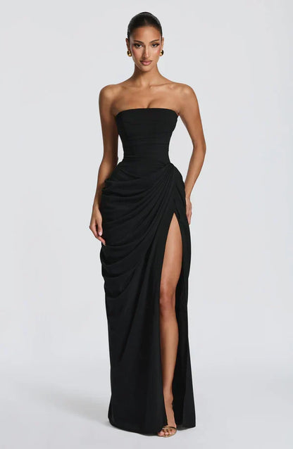 Draped Maxi Dress in Black – Josephine by Maravesse