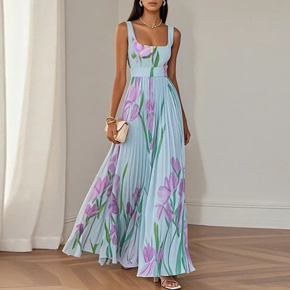 Floral Maxi Dress in Blue & Purple – Petra by Maravesse