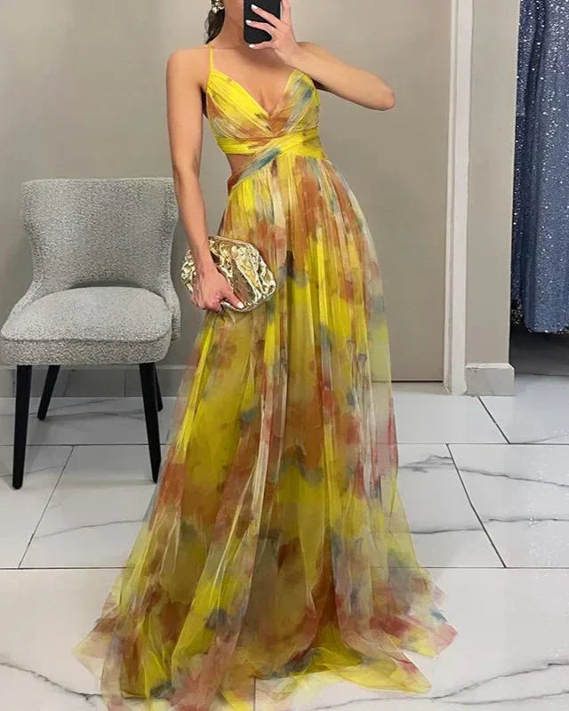 Floral Maxi Dress in Yellow – Rose by Maravesse