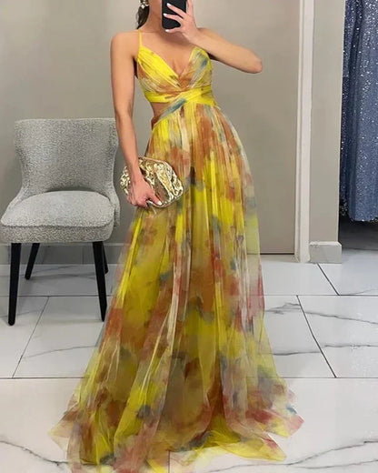 Floral Maxi Dress in Yellow – Rose by Maravesse