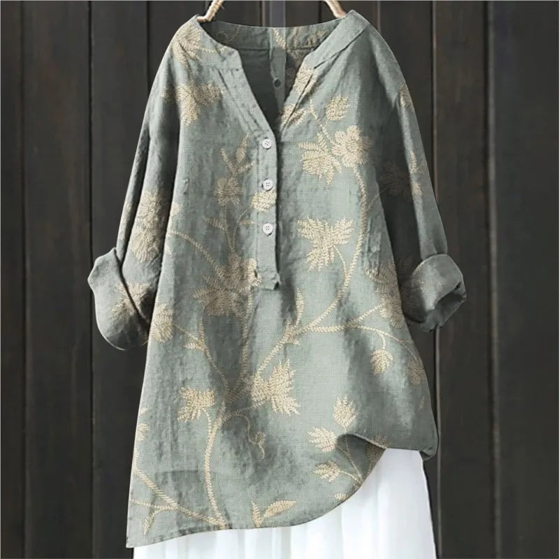 Floral Blouse in Gray – Matilda by Maravesse