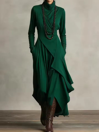 Draped Dress in Green – Victoire by Maravesse