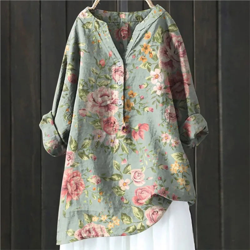Floral Blouse in Light green – Matilda by Maravesse