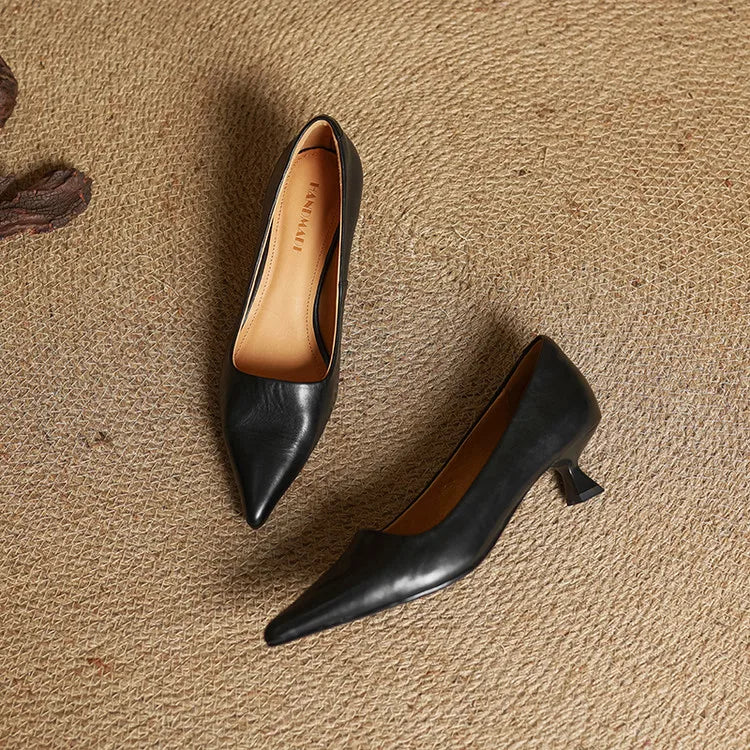 Kitten Heel Heels in Black – Josephine by Maravesse