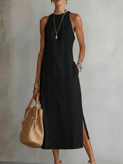 Lace Halter Midi Dress in Black – Joelle by Maravesse