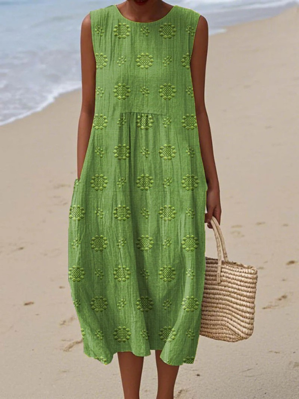 Relaxed Midi Dress in Flower Green – Kaja by Maravesse