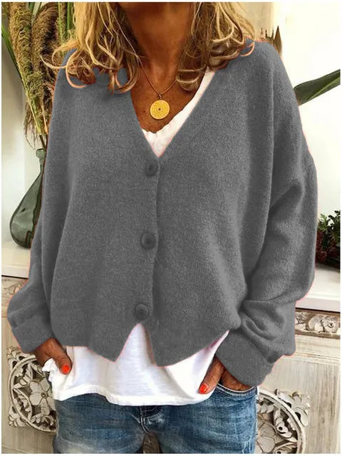 Relaxed Cardigan in Grey – Josephine by Maravesse
