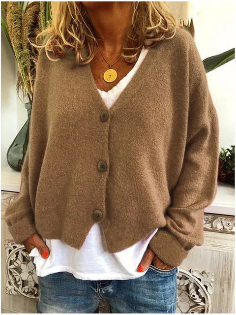 Relaxed Cardigan in Khaki – Josephine by Maravesse