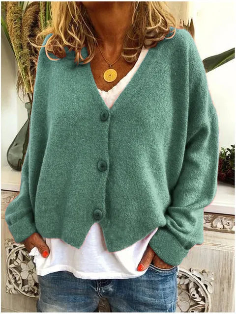 Relaxed Cardigan in Green – Josephine by Maravesse