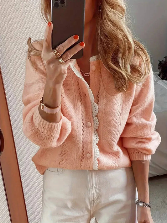 Lace Cardigan in Pink – Celestine by Maravesse