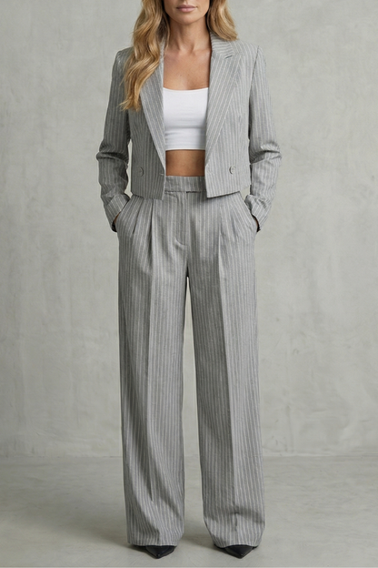 Tailored Cropped Suit in Grey – Vivienne by Maravesse
