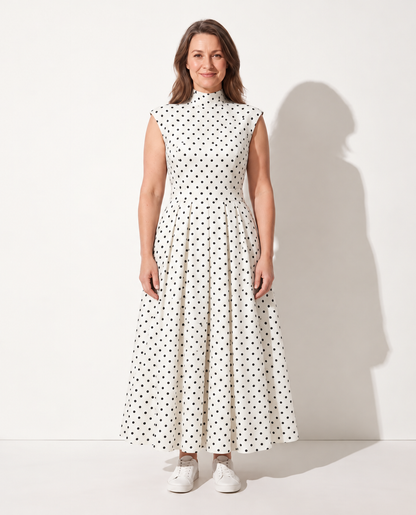 Polka Dot Midi Dress in White – Agathe by Maravesse