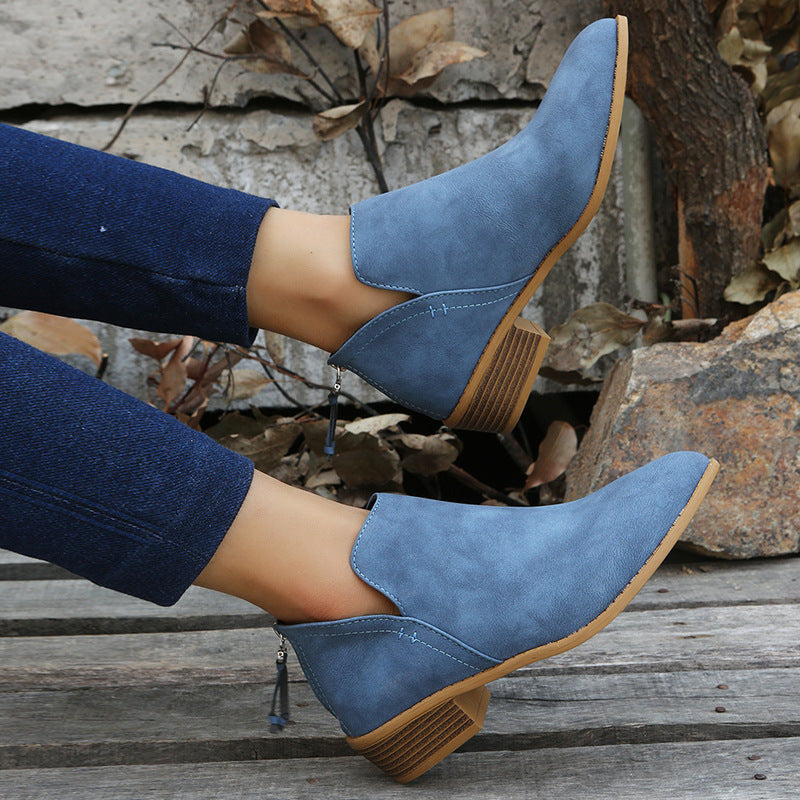Suede Boots in Blue – Persephone by Maravesse