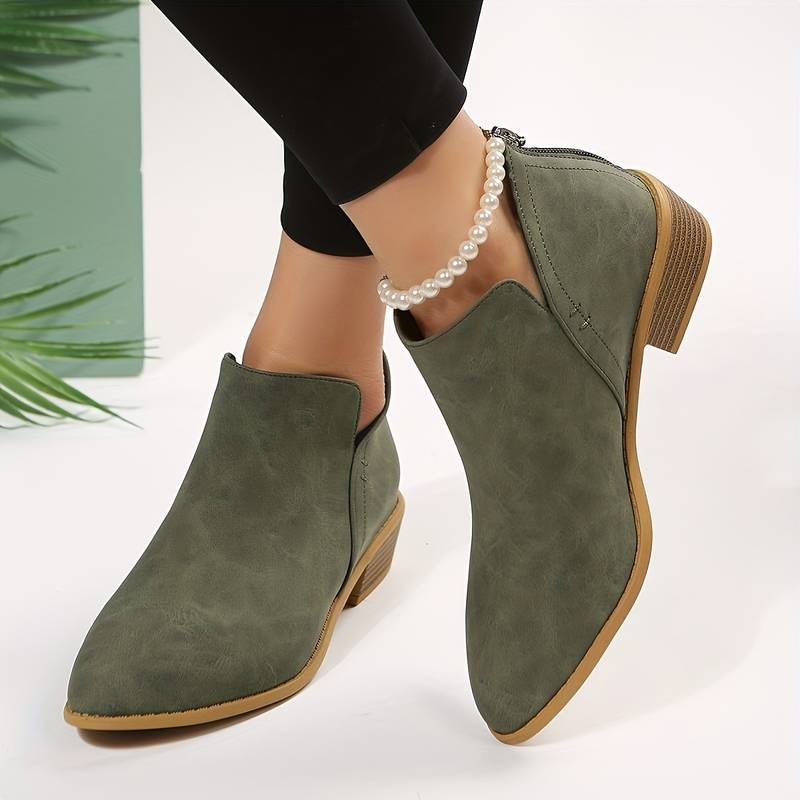 Suede Boots in Army Green – Persephone by Maravesse