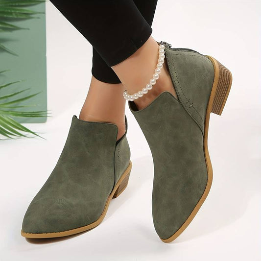 Suede Boots in Army Green – Persephone by Maravesse
