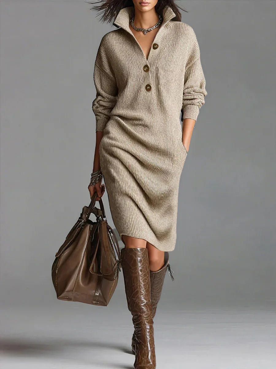 Midi Dress in Khaki – Delphine by Maravesse