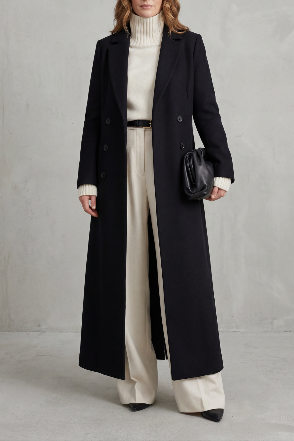 Wool Tailored Coat in Black – Seraphina by Maravesse
