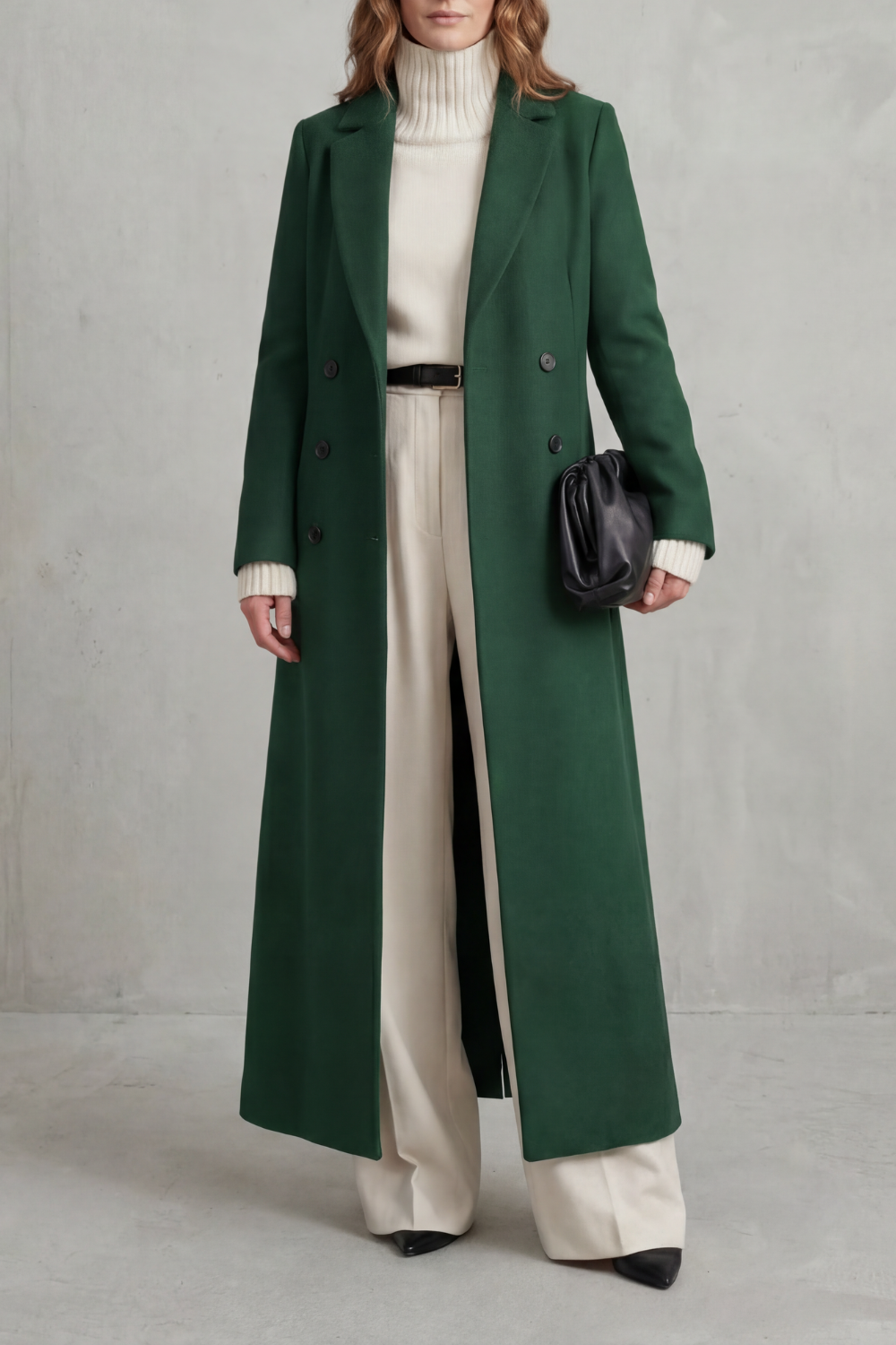 Wool Tailored Coat in Green – Seraphina by Maravesse