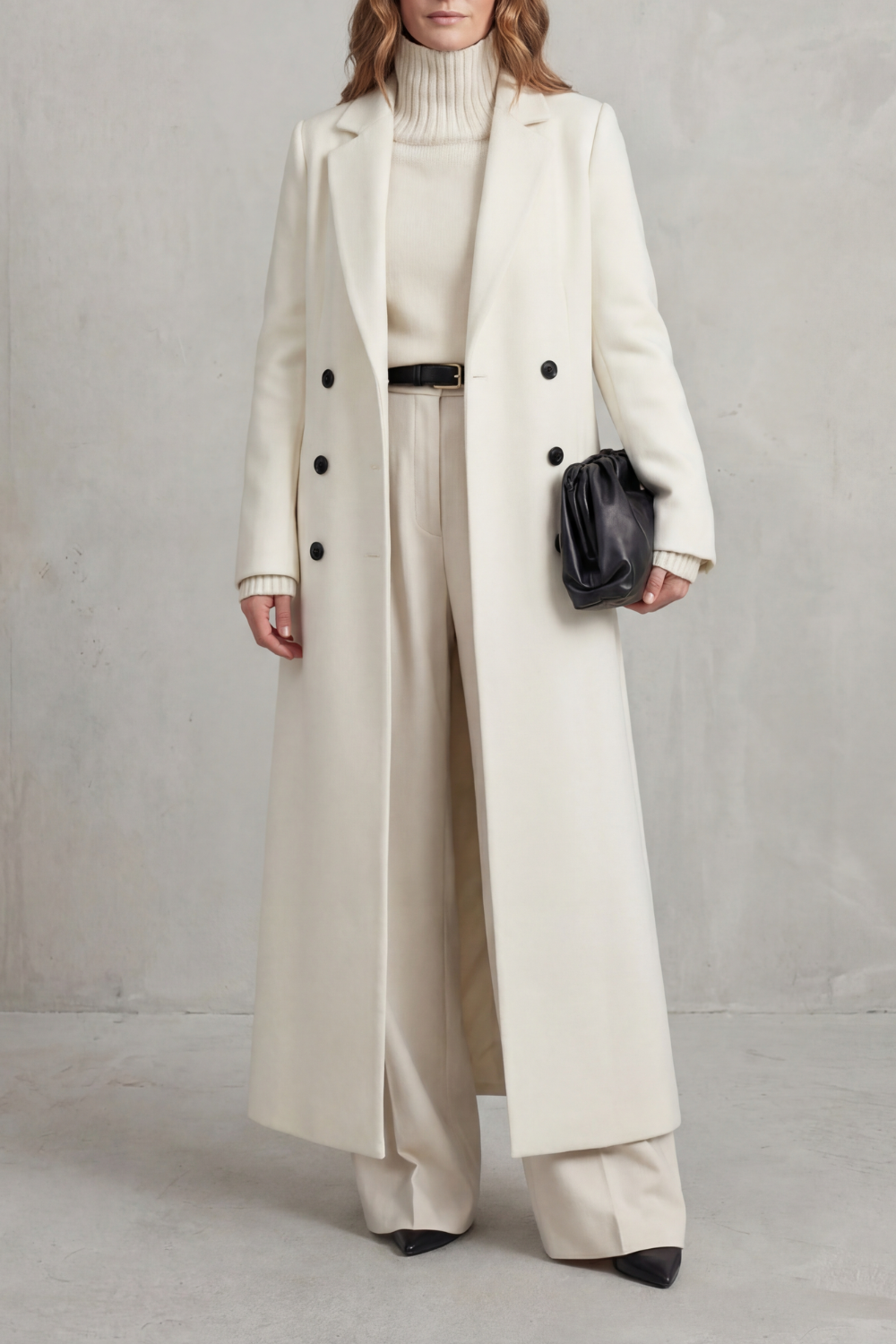 Wool Tailored Coat in White – Seraphina by Maravesse