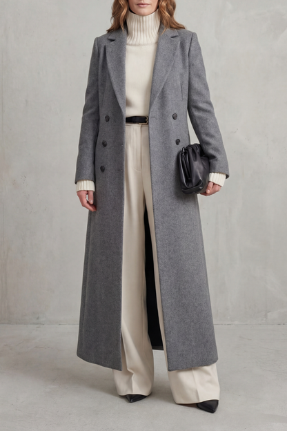 Wool Tailored Coat in Grey – Seraphina by Maravesse