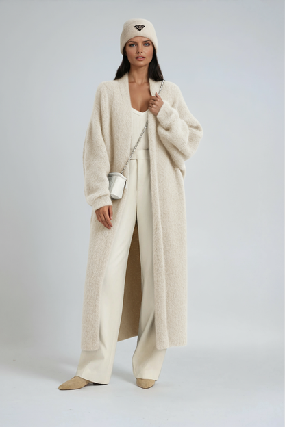 Longline Cardigan in White – Isolde by Maravesse
