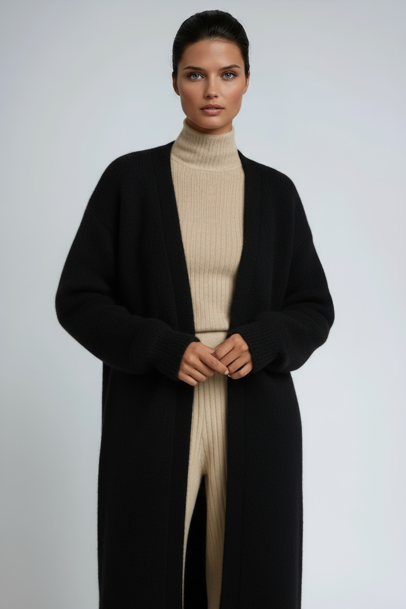 Longline Cardigan in Black – Isolde by Maravesse