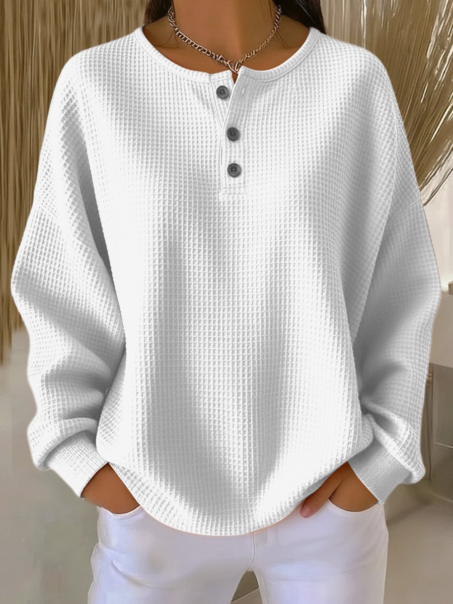 Knit Sweatshirt in White – Wilhelmina by Maravesse