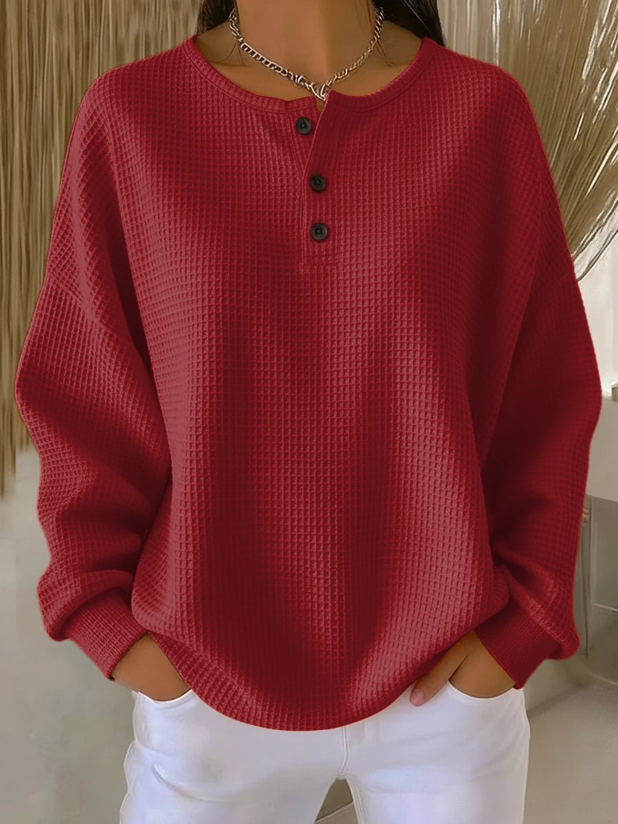 Knit Sweatshirt in Red – Wilhelmina by Maravesse
