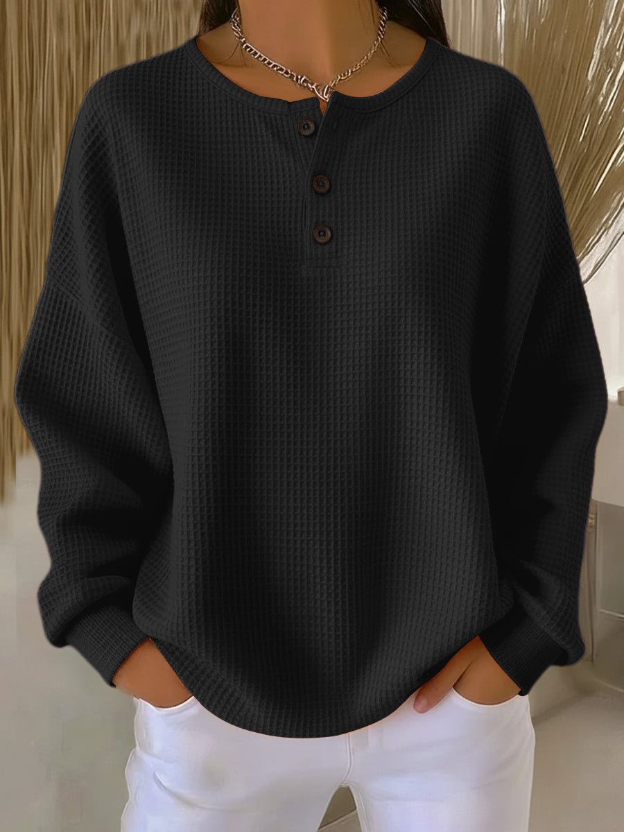 Knit Sweatshirt in Black – Wilhelmina by Maravesse